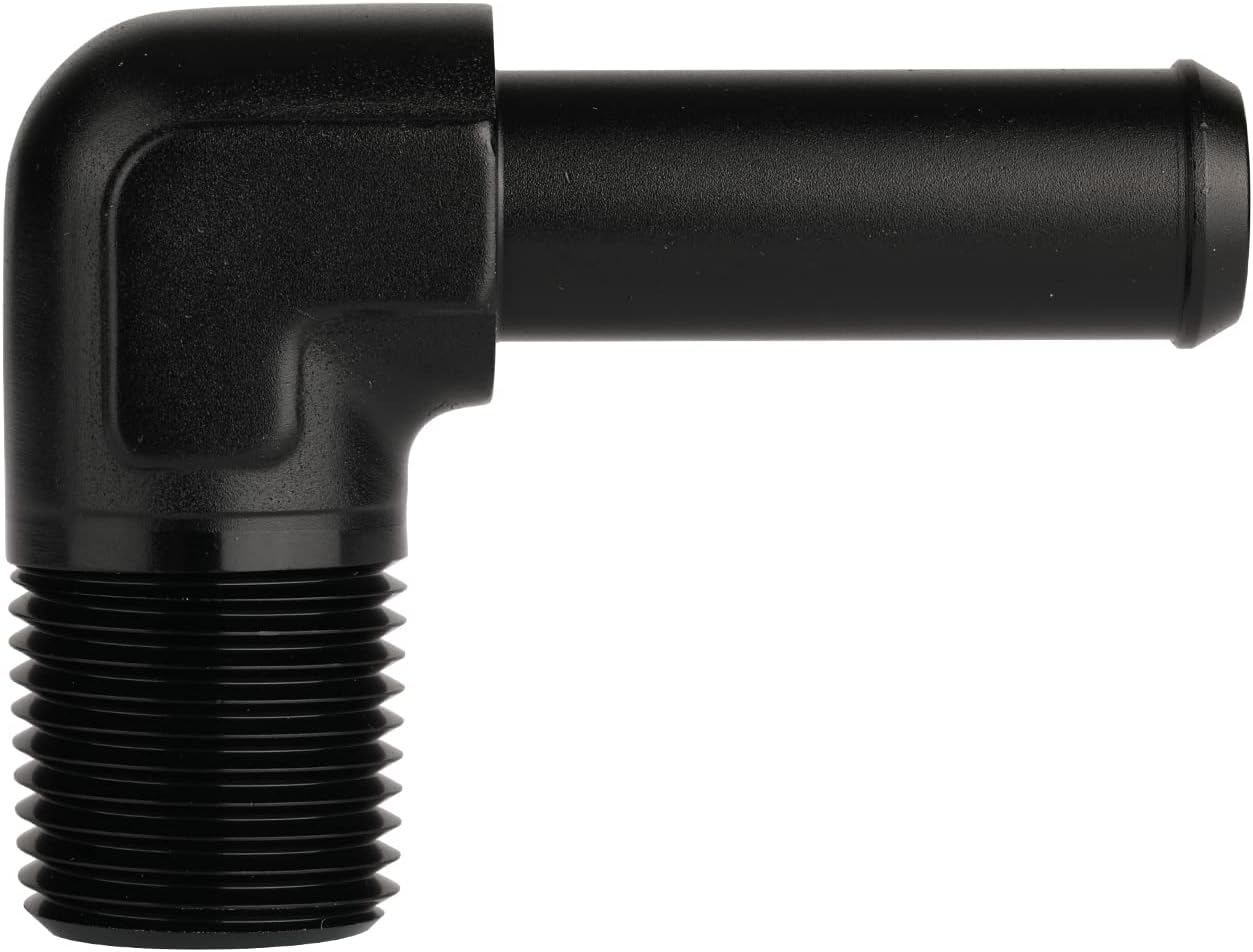1/2 NPT Male to 5/8" Hose Barb Fitting Adapter 90 Degree Elbow Aluminum Black