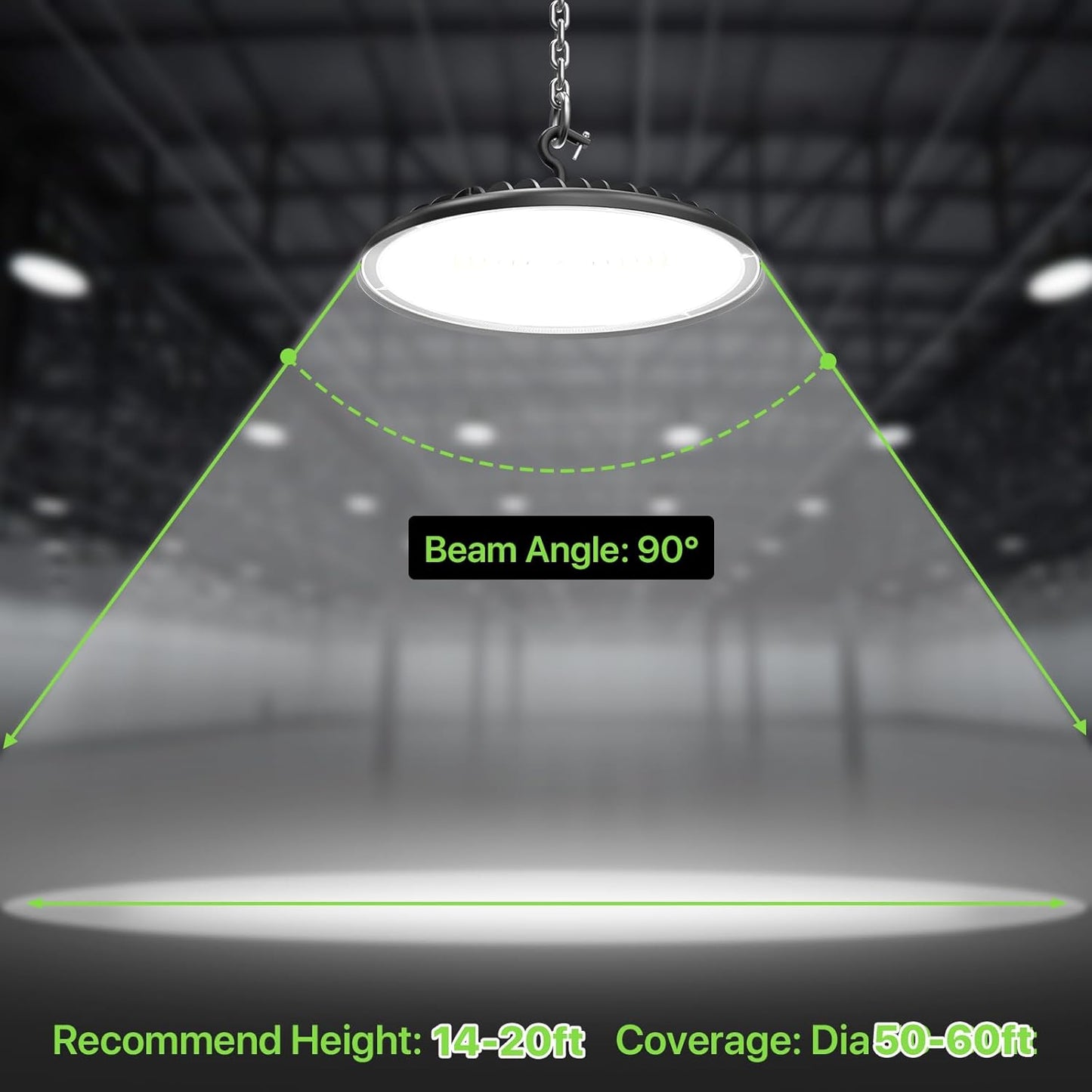 High Bay LED Shop Lights 200W - 28000LM 5000K High Bay Light, IP65 Waterproof with US Plug, Hanging Hook, 2 Pack Commercial Bay Lights for Barn, Warehouse ETL Listed