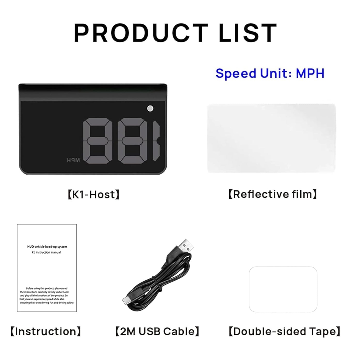 Heads up Display for Cars,Car HUD,Head up Display for Car,Digital GPS HUD Speedometer,USB Cable Plug and Play,Automatic Brightness Adjustment,Large Font Display