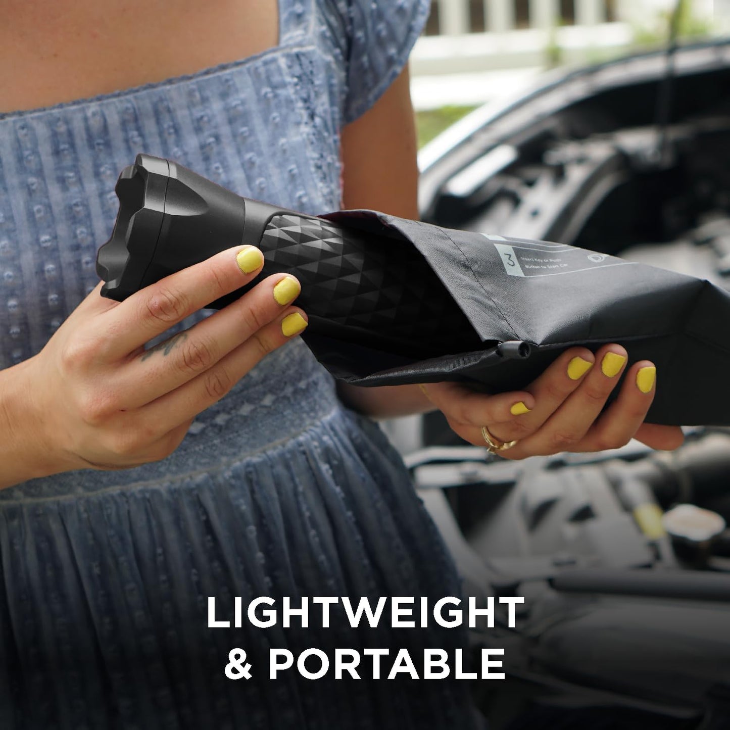 BoostHero Portable Car Battery Jump Starter, 6,000mAh Power Bank, LED Flashlight, with Smart Jumper Cables for up to 6.0L Gas/4.0L Diesel Engines (Black)