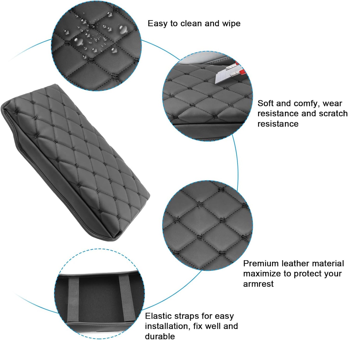 SXCY for 2023 2024 2025 Toyota Crown Signia Armrest Cover Pad for Toyota Crown Signia Accessories 2025 Crown Signia Center Console Cover Cushion 2025 Crown Middle Console Cover (w/Argyle&Black Dots)