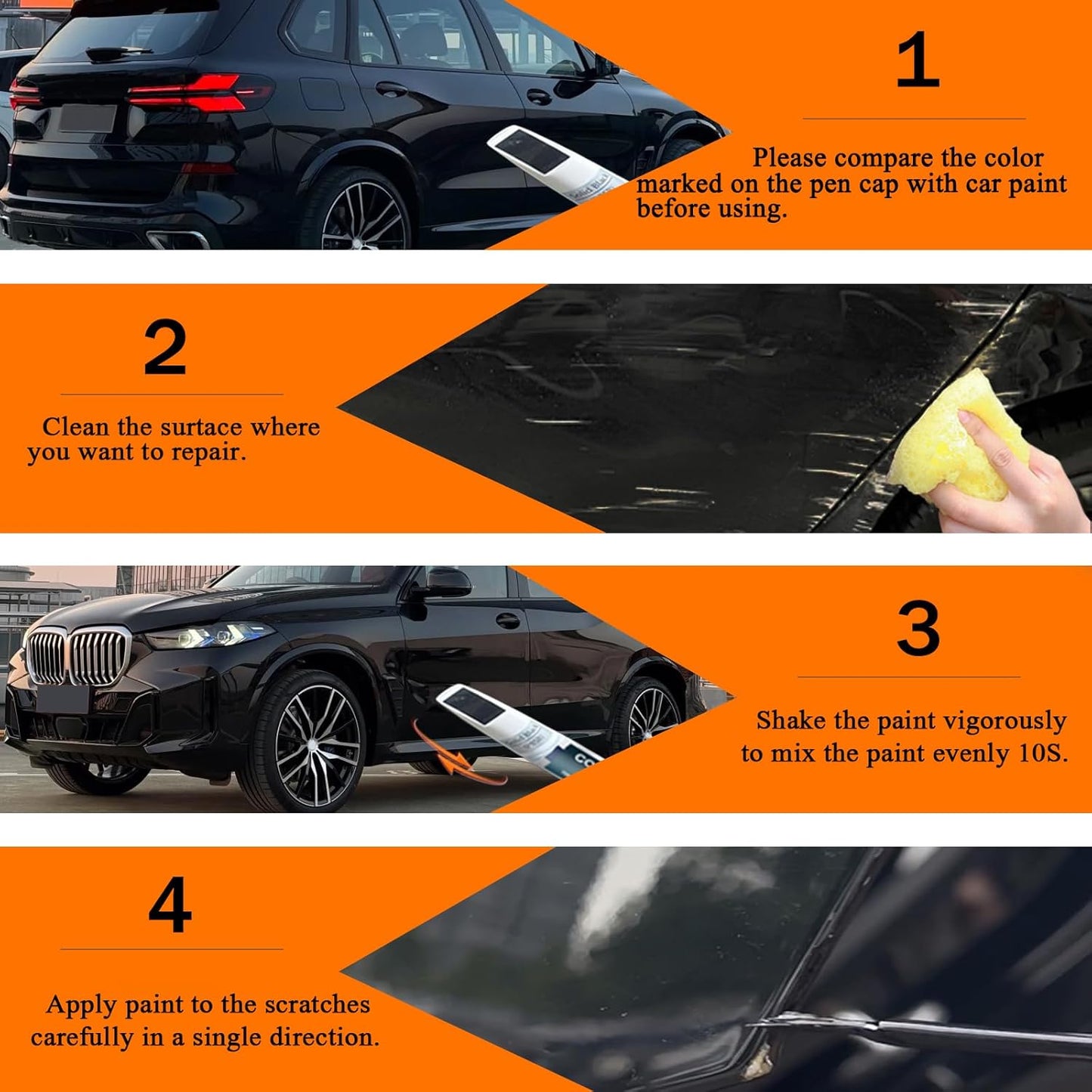 Jet Black(668) Touch Up Paint for BMW, Car Paint Pen Scratch Repair Two-In-One Touch Up Paint, Premium Car Scratch Remover for Deep Scratches