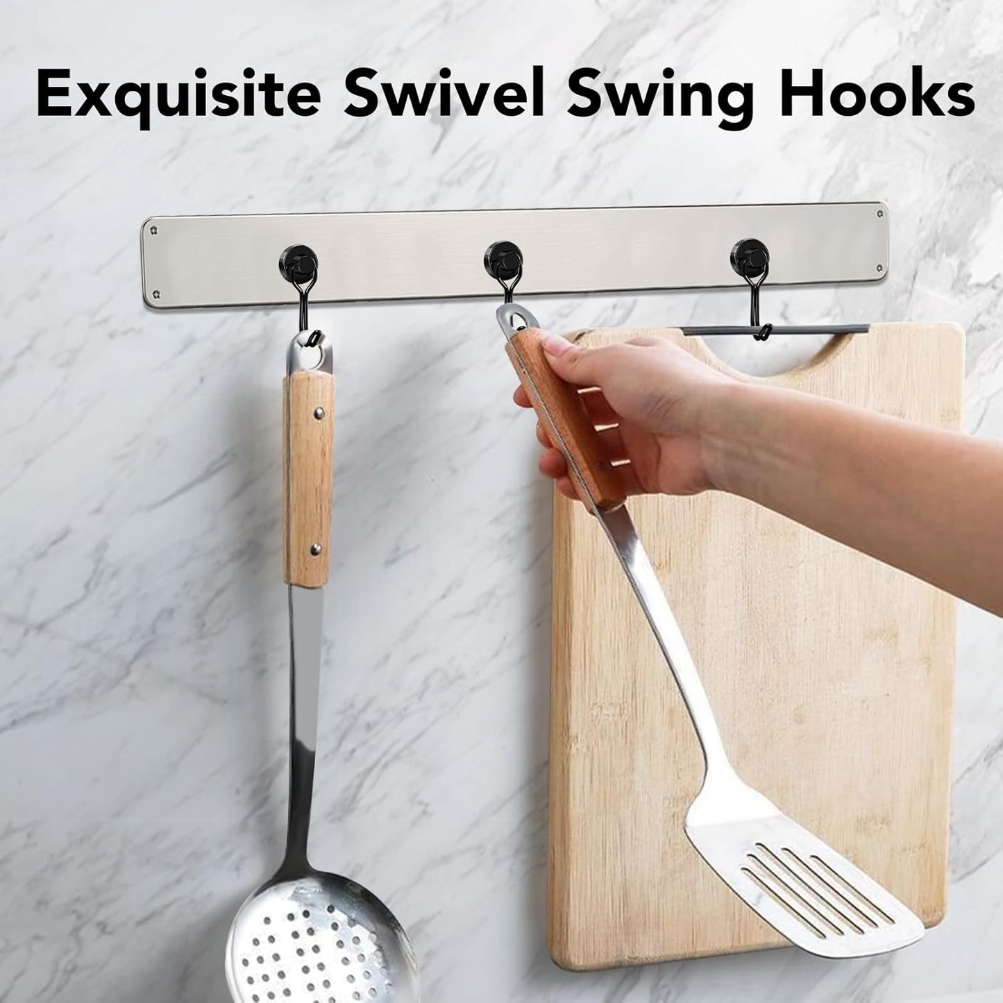 MIKEDE Strong Magnetic Hooks, 40LBS Black Swivel Swing Magnetic Hooks Heavy Duty, Rare Earth Magnets with Hooks for Fridge, Magnetic Grill Hooks for Cruise Cabins, Hanging, Kitchen - 28 Pack