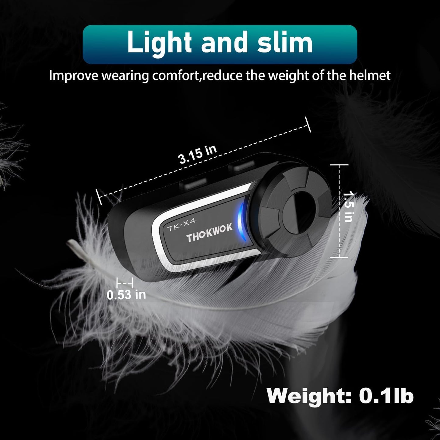 TK-X4 Motorcycle Bluetooth Headset, 6 Riders 2000m Helmet Intercom with Bluetooth 5.1/Music Share/Top-Tier Noise Reduction/HiFi Stereo Sound,Universal Communication System Headphones(1 Pack)