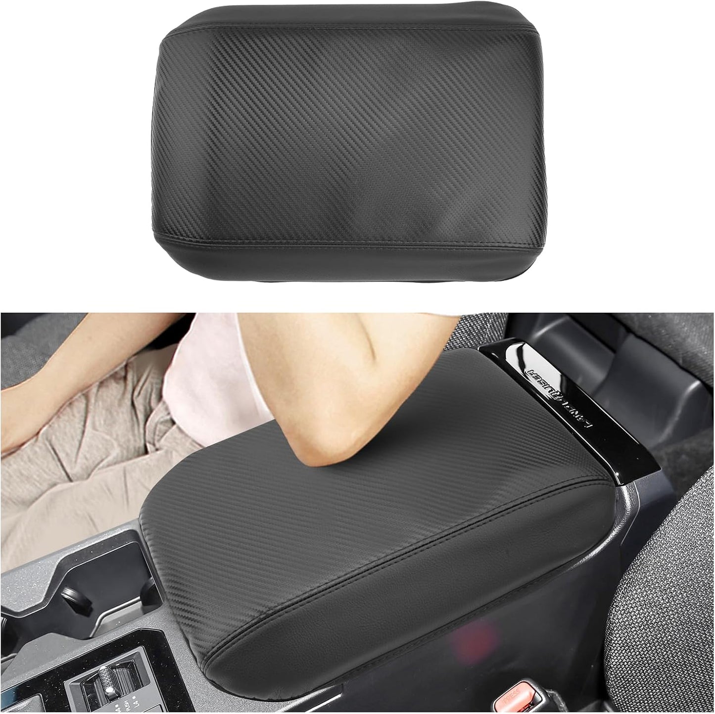 SXCY for 2024 2025 Land Cruiser Armrest Cover for Toyota Land Cruiser 2025 Center Console Cover 2024 2025 Land Cruiser Center Console Cover for 2025 Land Cruiser (Black Carbon Fiber (Thin))