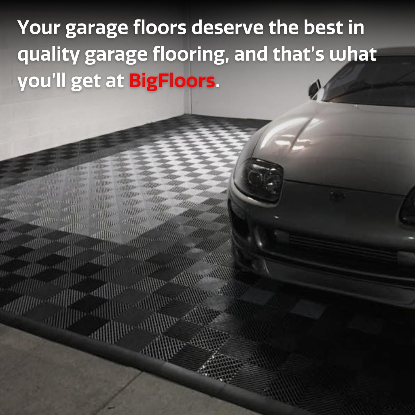 Big Floors RaceDeck Free-Flow Interlocking Garage Flooring Tiles, Non-Slip, Self-Draining, Heavy-Duty, High-Impact Copolymer, Easy Install (Black, 12 Pack of 12 x 12" Tiles)