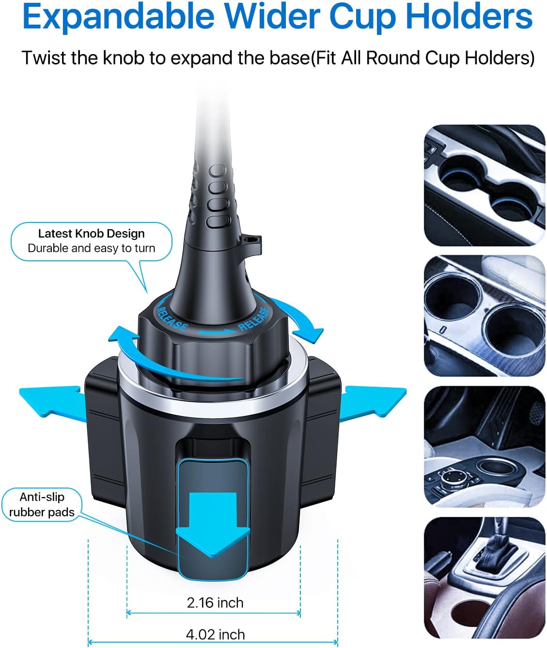 andobil Upgraded, Solidest 15in Cup Phone Holder for Car, Stable & Adjustable, Long Gooseneck Car Phone Holders for Your Car Truck Fit for iPhone 16 Pro Max 15 14 13 12 Pro Max, All Cell Phones