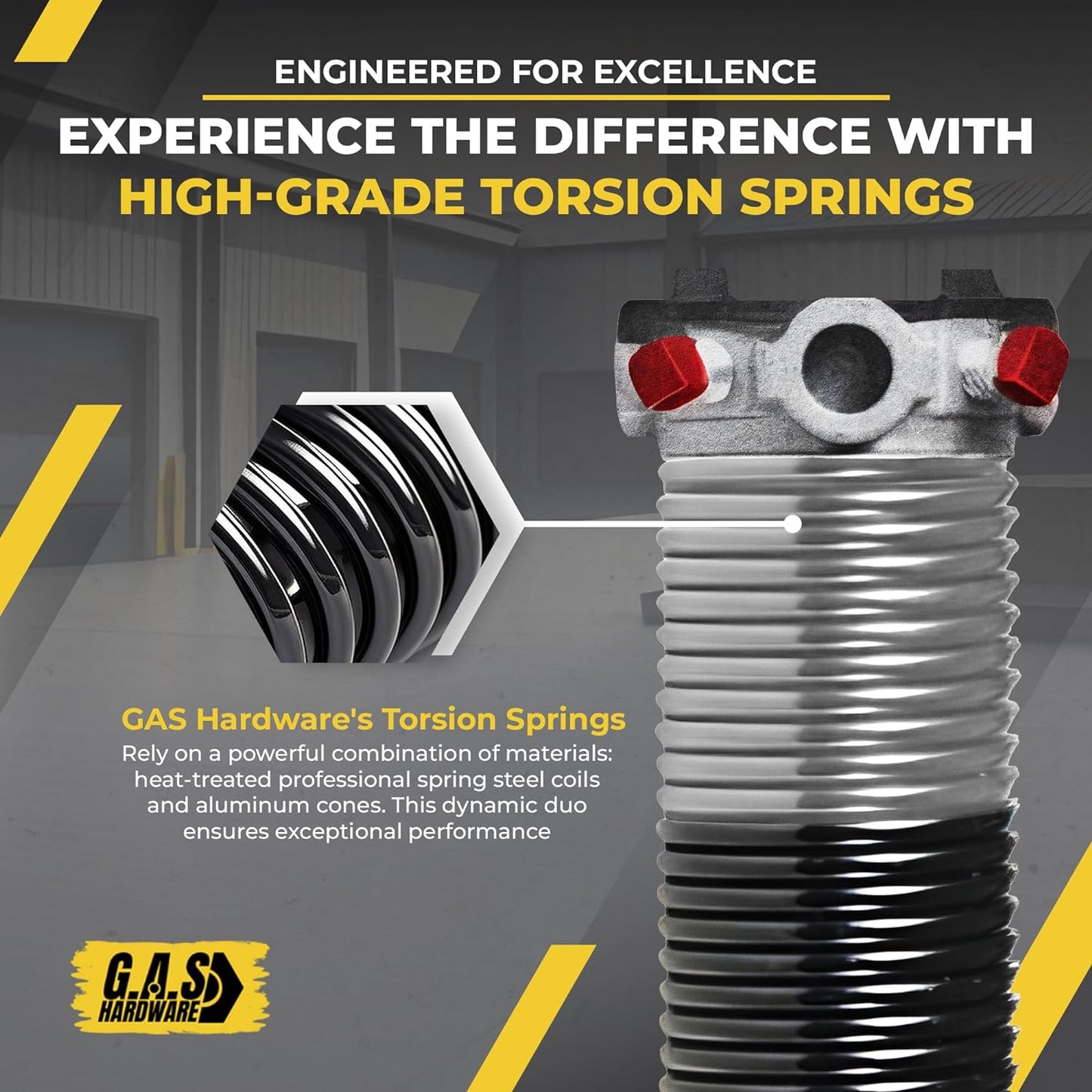 Garage Door Torsion Springs 295x2x49 Includes 1” Steel Bearing, Gloves, and Winding Bars for Left and Right Side of Garage Door Precision E-Coating 5-Year Warranty Minimum 30,000 Cycles (Pair)