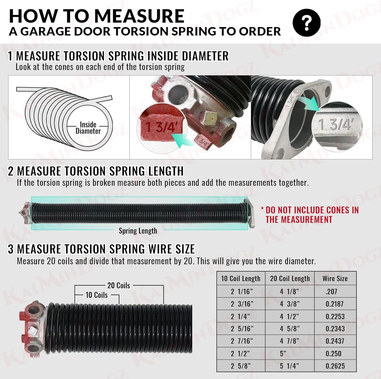 Pair of 1.75" Garage Door Torsion Springs Set with Non-Slip Winding Bars&Gloves, High Precision Electrophoresis Oil-Free Black Coated for Replacement, MIN 16,000 Cycles (0.225 x 1.75"x 34")
