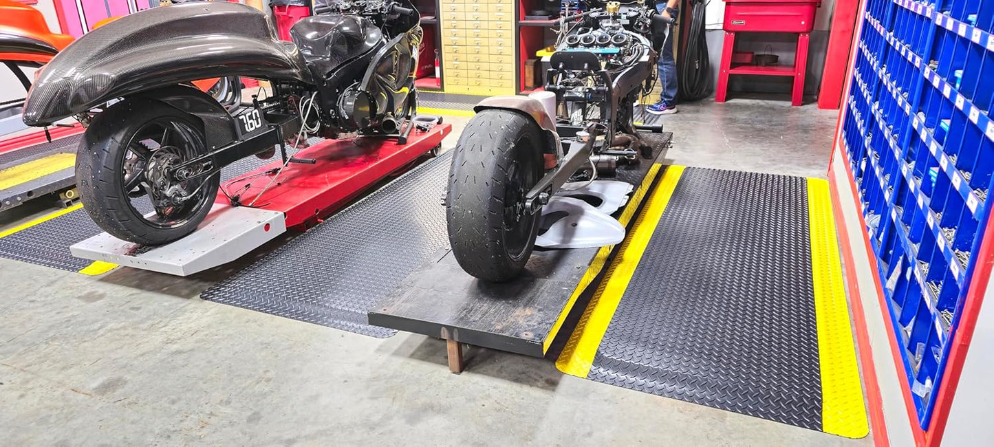 Rhino Mats, American Classic Diamond Anti-Fatigue Mats, Industrial Ergonomic Comfort Standing Mat for Work, Home, Garage, Office, Kitchen or Anywhere (Black/Yellow 1" Thick, 4 FT. x 13 FT.)