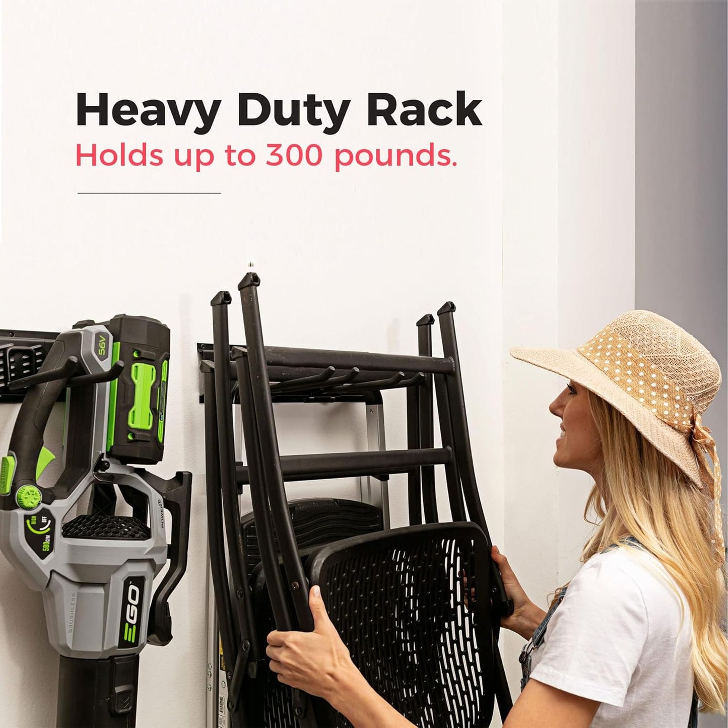 Garage Tool Organizer Wall Mount - 48 inches - Sturdy Storage Rack with Adjustable Hooks, Anti-Rust - Easy Installation, 300lbs Capacity - Garden Tool Organizer (03 Racks & 06 Hooks)