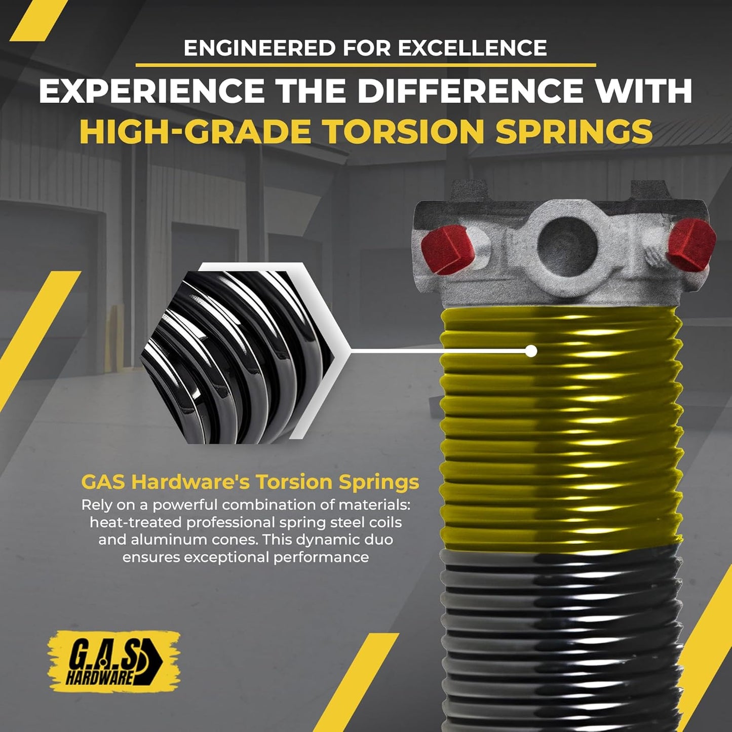 Garage Door Torsion Springs 250x2x26, Includes 1” Steel Bearing, Gloves, and Winding Bars for The Left and Right Side of Garage Door Precision E-Coating 5-Year Warranty Minimum 30,000 Cycles (Pair)