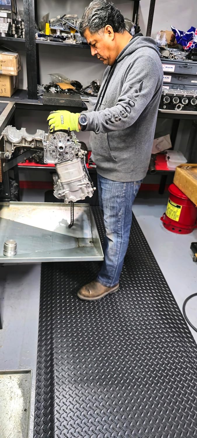 Rhino Mats, American Classic Diamond Anti-Fatigue Mats, Industrial Ergonomic Comfort Standing Mat for Work, Home, Garage, Office, Kitchen or Anywhere (Black 1" Thick, 2 FT. x 6 FT.)