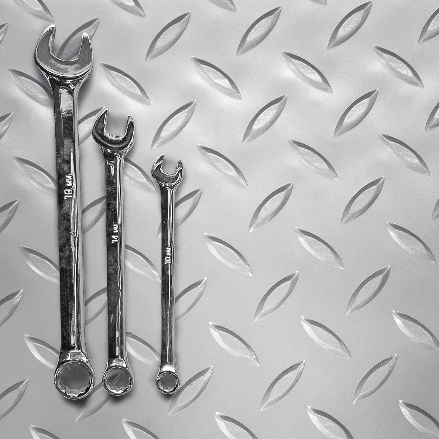 IncStores 2.5mm Thick Commercial-Grade Nitro Roll Garage Floor Mat | Flexible Vinyl Floor Mat for a Stronger and Safer Garage, Workshop, or Trailer | Diamond-Plate, Stainless Steel, 8' x 40'