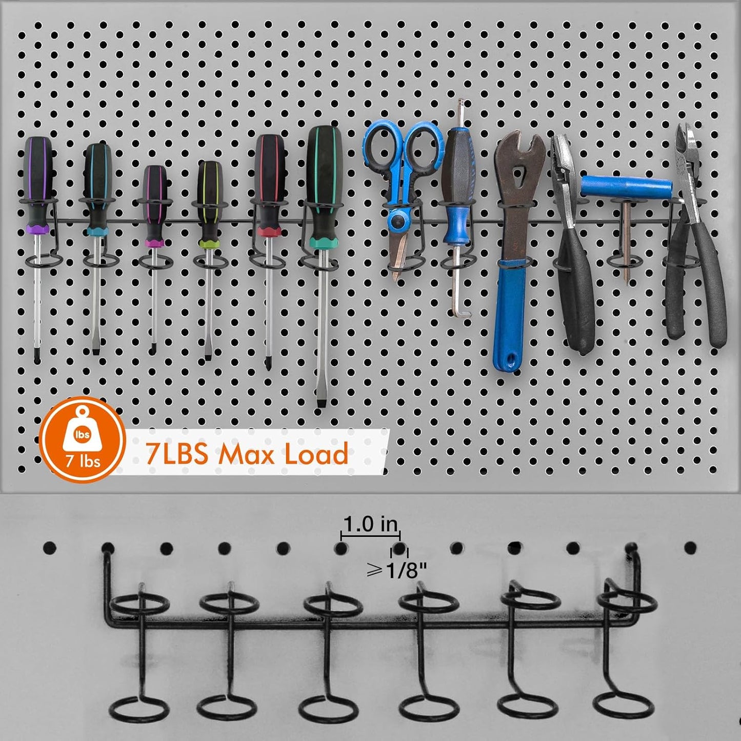 LIGHT DUST Utility Heavy Duty Pegboard Hooks - 10Pack Peg Board Accessories for Hanging Tools Fit 1/4" Peg Holes - Pegboard Organizer Large Tool Holders for Garage Workshop Shed