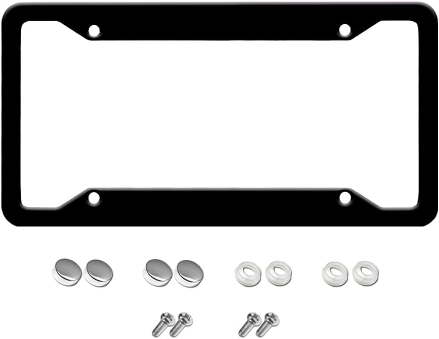 Personalized License Plate Frames Custom License Plate Holder 4 Holes Text Customizable Design Black Metal Chrome Car Tag Sign Funny Gift for Men Women Front or Back of Car Truck 6.3"x12.2"