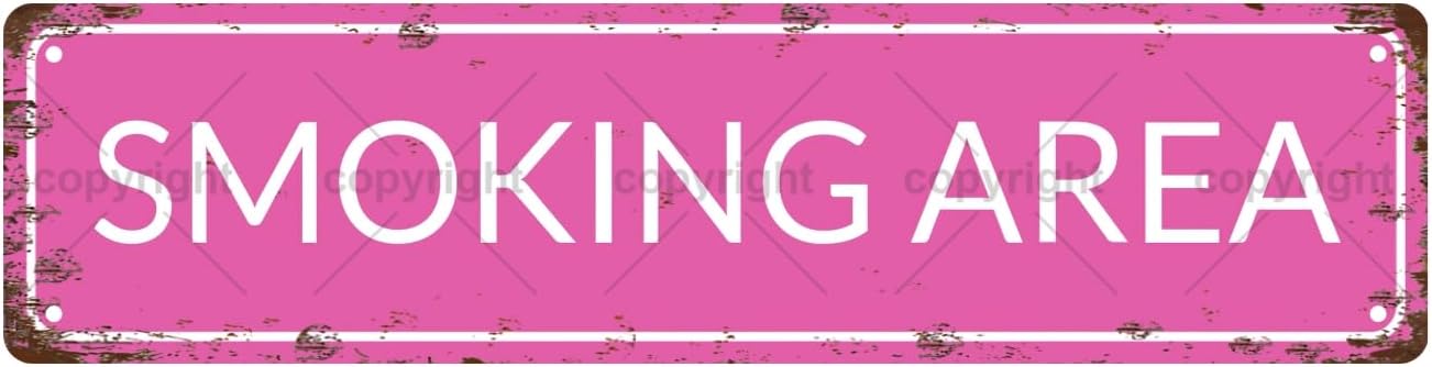 SMOKING AREA Space Vintage Metal Tin Street Sign Bar Cafe Garage Cave Home Room Wall Bathroom Farmhouse Garden Porch Patio Decor, 16 x 4 Inch