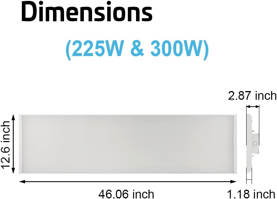 4FT Linear LED Highbay Light - Pack of Two - 225W - 30600LM - 1-10V dimmable - 5000K Daylight White - UL and DLC Listed - Replaces 6-8 Lamp Fluorescent T5 Fixture
