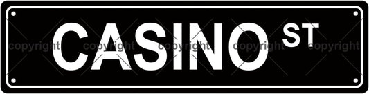 CASINO ST Space Metal Tin Street Sign Bar Cafe Garage Cave Home Room Wall Bathroom Farmhouse Garden Porch Patio Decor, 16 x 4 Inch