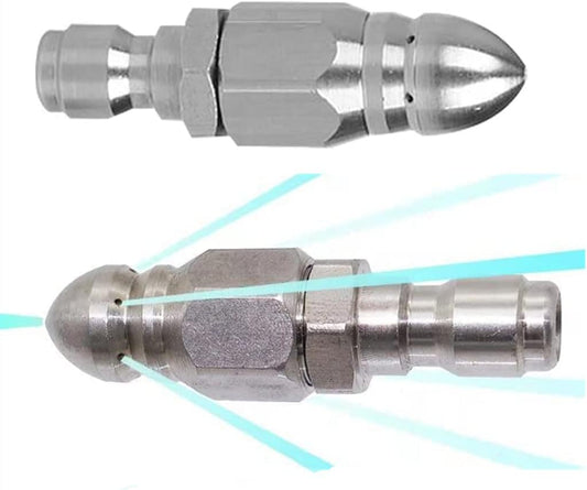 (2 Sets) Pressure Washer Sewer Jetter Nozzle with Stainless Steel, Mini Compact Durable Sewer Jet Nozzle,Pressure Drain Jetter Hose Nozzle,1/4'' Quickly Connector, 5000 PSI