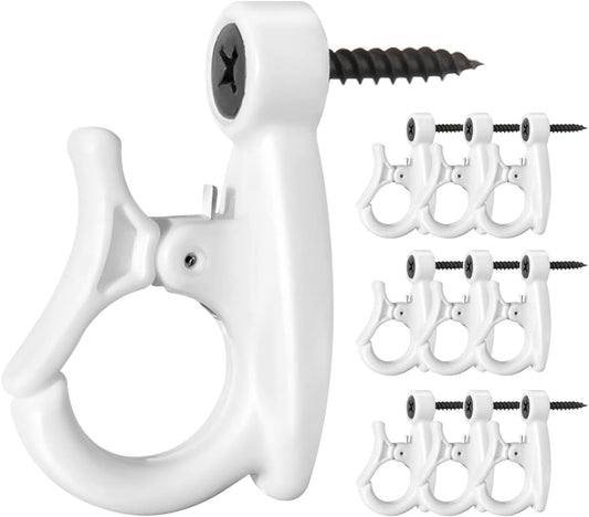 Light Hanger Hooks,String Light Hooks,Screw-in Hooks for Hanging String Lights and Wire,Plants,Wind Chimes,Plastic,White,20 Pack