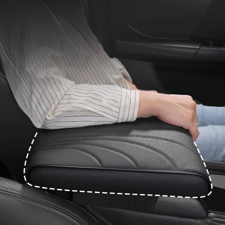Premium Memory Foam Car Center Console Cover - Ergonomic Armrest Cushion Protector with Soft Elbow Support, Universal Fit for Vehicles (Black)