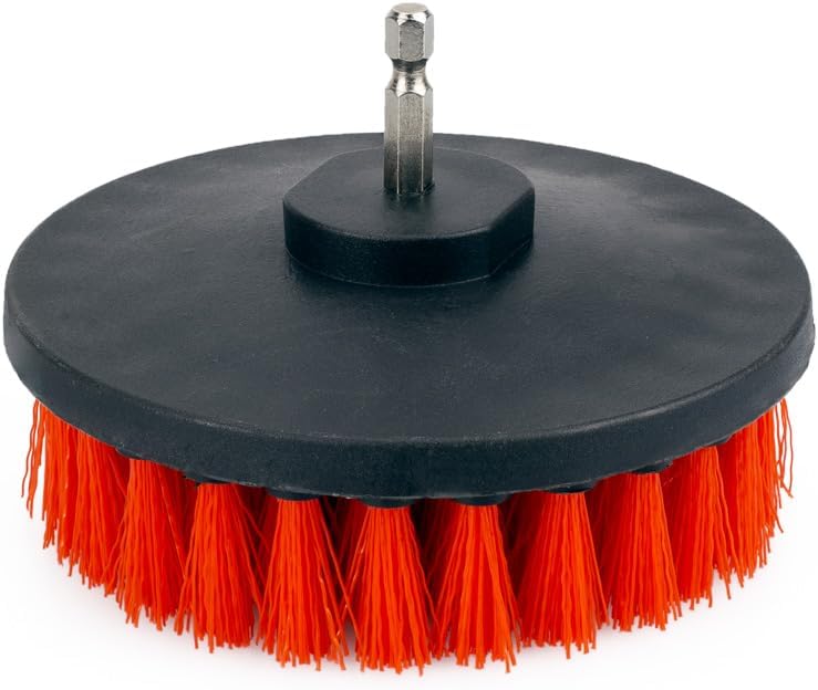 Maxshine M8 Medium-Duty Upholstery Carpet Brush with Drill Attachment - Removes and Scrubs Grime, Stains, and Spots from All Types of Upholstery and Carpets in Leather and Fabric (4")