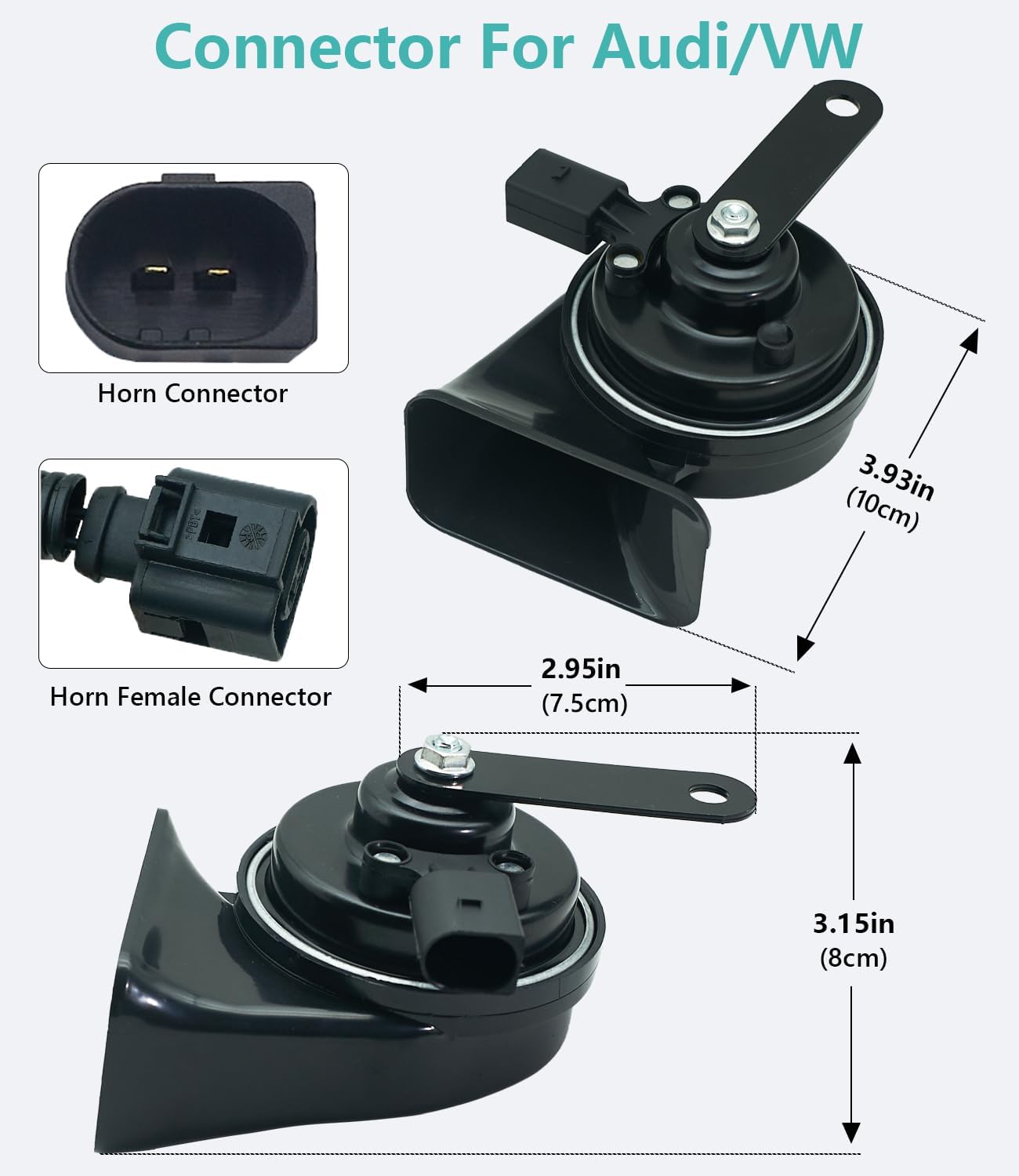 Car Horn Kit for Audi/Volkswagen, 12V Loud Waterproof Auto Horn, High Low Dual Tone 126 Decibel, Replacement for Audi/VW