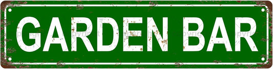 GARDEN BAR Space Vintage Metal Tin Sign, Street Sign, Home Decor, Room Decor, Wall Decor, Bathroom Decor, Bar Decor, Cafe Decor, Garage Decor, 16 x 4 Inch