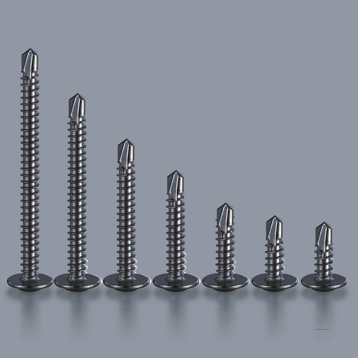 (300 pcs) Wensilon #10×5/8” for Sheet Metal Self-Tapping Screws 410 Black Stainless Steel Truss Head High-Strength Quick Tapping