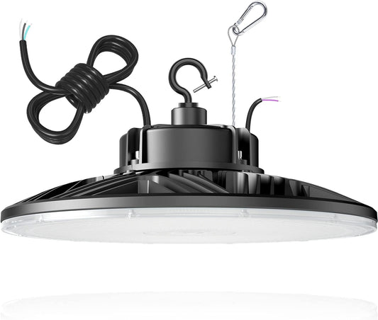 300W UFO-LED-High-Bay-Light, UL & DLC Listed 5000K Daylight 43500LM, 0-10V Dimmable LED High Bay Lights AC100-277V, IP65 Waterproof Commercial Bay Lighting Fixture for Warehouse Workshop