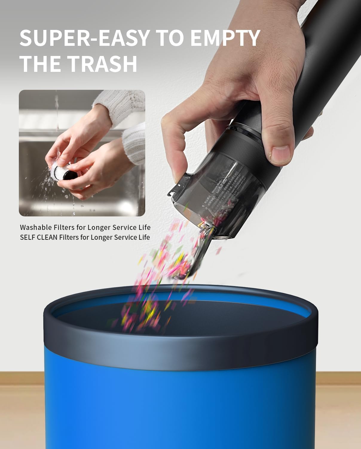 Car Vacuum, Handheld Vacuum Cleaner Blow & Suction 2 in 1, 20000PA High Power Car Vacuum Portable Cordless, Portable Vacuum for Car, 70 Mins Runtime, 3.5H Type-C Fast Charge, Home, Keyboard Cleaning