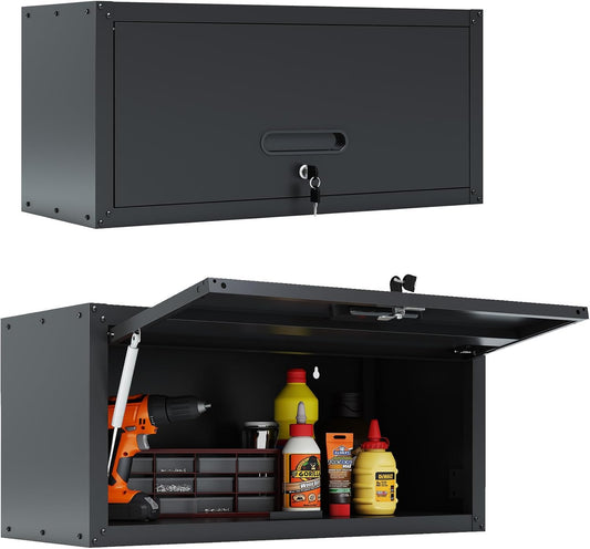 Garage Wall Cabinet,Metal Wall Cabinet with Doors and Adjustable Shelves,Steel Utility Wall Mounted Tool Cabinets for Home,Office,Kitchen,Warehouse