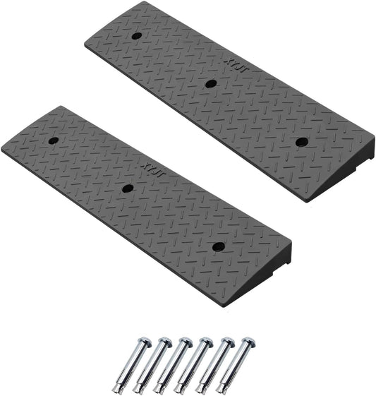 2 Pack 2.8'' Rise Rubber Curb Ramp Heavy Duty Loading Rubber Curb Ramps 3 Tons Driveway Ramp Car Slope Ramp for Loading Dock Bike Vehicle Warehouse Sidewalk Wheelchair (2.8" H)