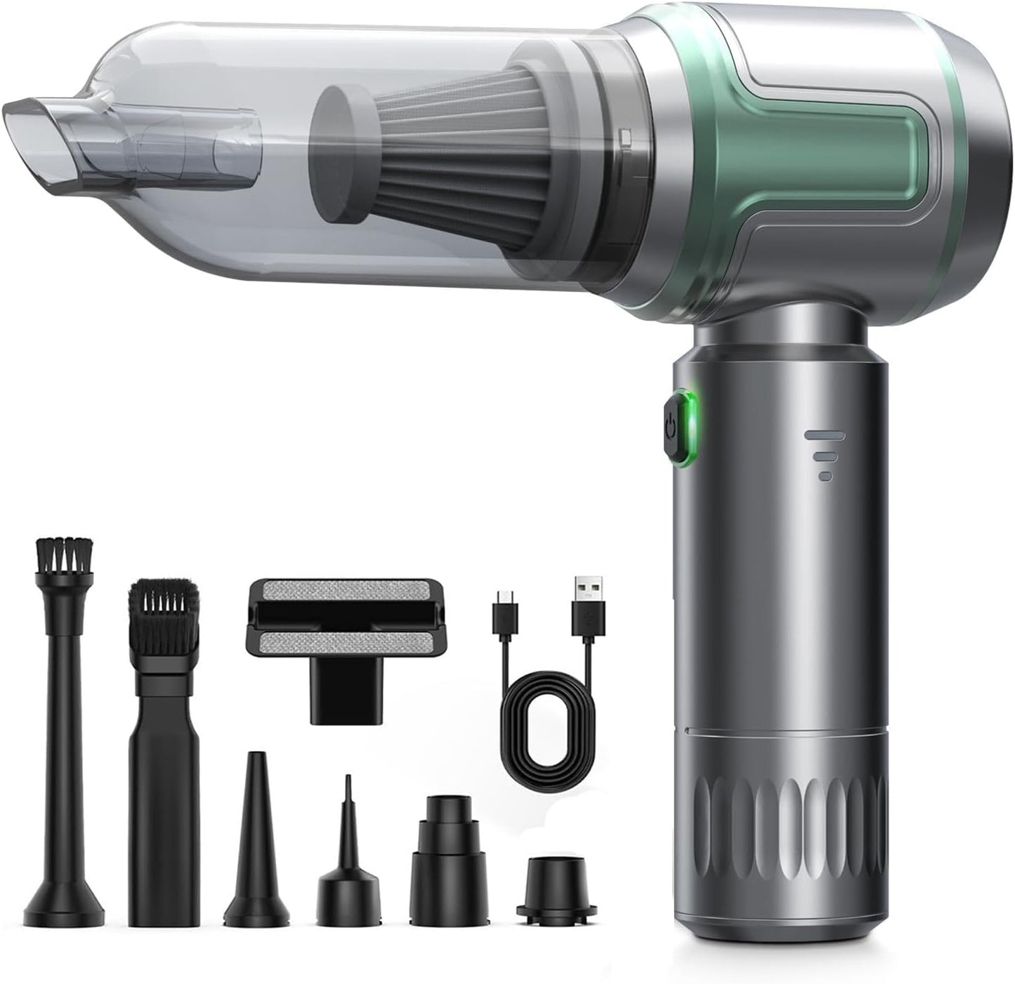 Car Vacuum Portable Cordless, 16000PA Powerful Car Vacuum Cleaner, 7 in 1 Mini Vacuum Handheld Rechargeable, Air Duster, Dual Filter for Cars, Home, Office, Pet