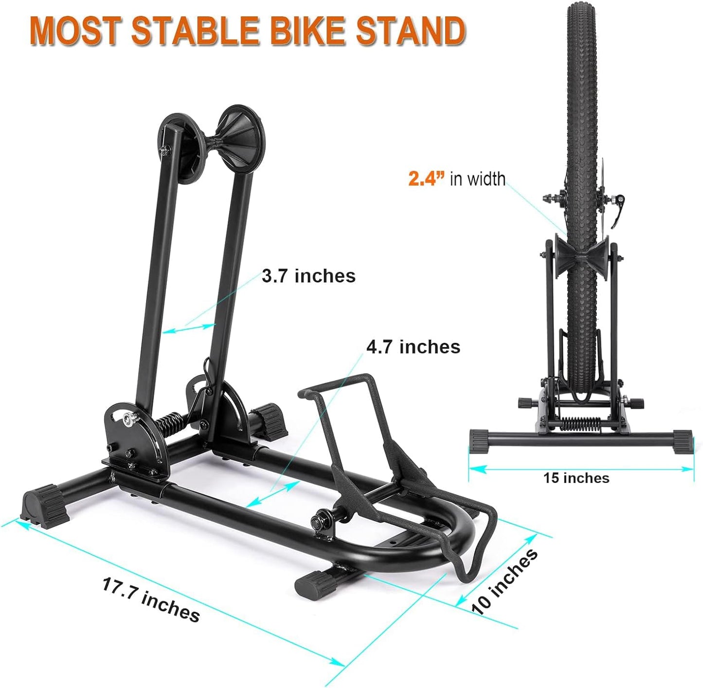 Indoor Bike Floor Stand - Bike Stand Rack for Garage/Home - Bike Storage Bicycle Parking Rack Fit 26”-29” Mountain Road Bikes (1 Bike Rack)