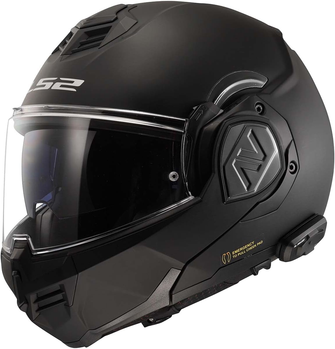 LS2 Helmets Advant Modular Helmet with Integrated Cardo 4X Bluetooth (Noir Matte Black - X-Large)