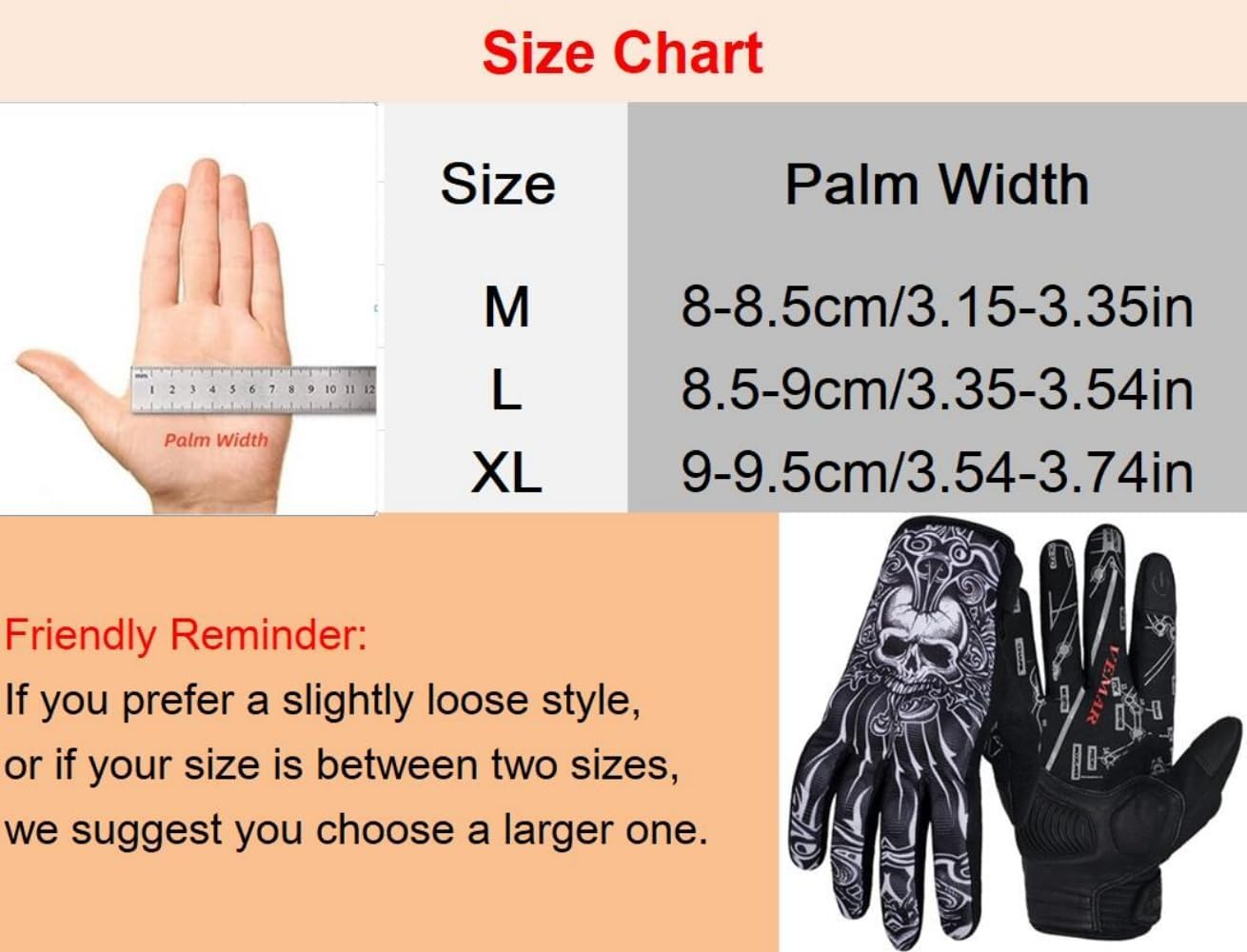 Skull Ghost Touchscreen Compatible Riding MTB Bike Gloves for Running Climbing Riding Biking Outdoor Sports, Gift for Men Women