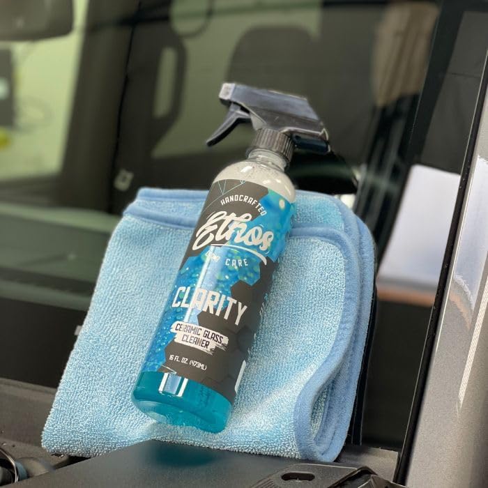 Ethos Clarity V2 - Ceramic Glass Cleaner and Water Repellent - Streak-Free Window Cleaner with Hydrophobic Protection for Car Windows and Mirrors