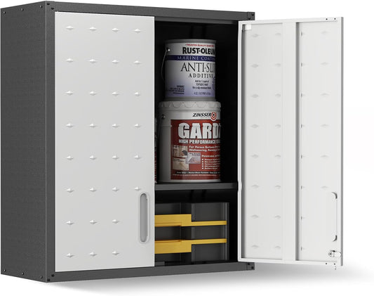 Garage Wall Cabinet,Metal Wall Cabinet with Doors and Adjustable Shelves,Steel Utility Wall Mounted Tool Cabinets for Home,Office,Kitchen,Warehouse