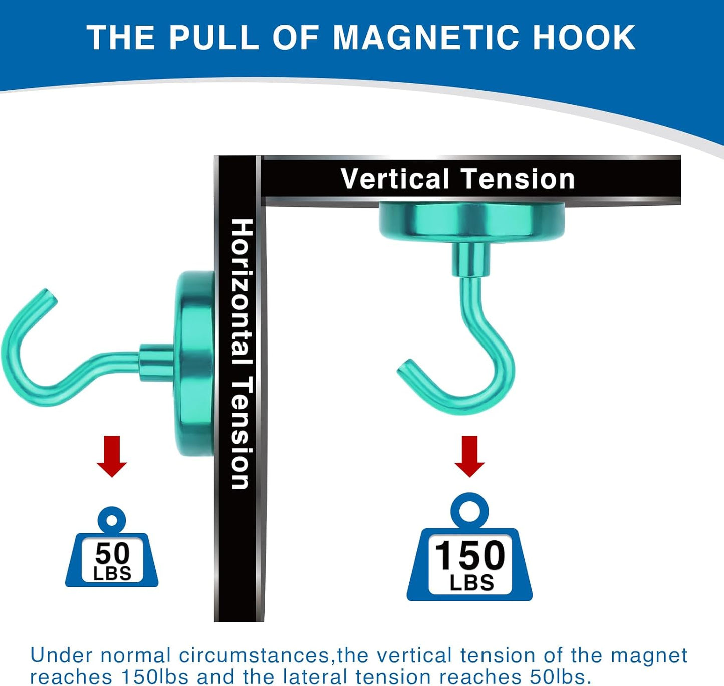 LOVIMAG Cruise Essentials, 150Lbs Door Magnets, Green Magnet Hooks for Cabin Strong Magnetic Hooks for Hanging, Refrigerator, Celling - 6 Pack