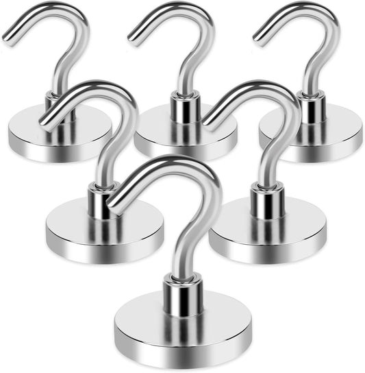 LOVIMAG Strong Magnetic Hooks, 40LBS Neodymium Magnets with Hooks, Cruise Must Haves for Travel, Magnetic Key Holder for Wall,Cruise Ships,Locker,Metal Door,Office,Kitchen,Classroom- 6 Pack