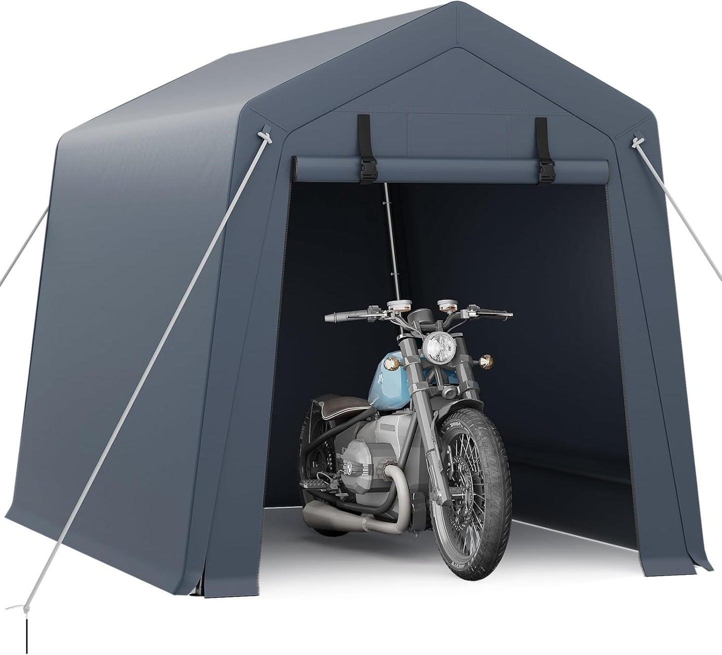 6x6 Ft Carport Heavy Duty Tent with Roll-Up Windows, Portable Garage with Removable Sidewalls & Doors, Car Canopy All-Season Tarp for Car Boat Truck Motorcycle, Grey