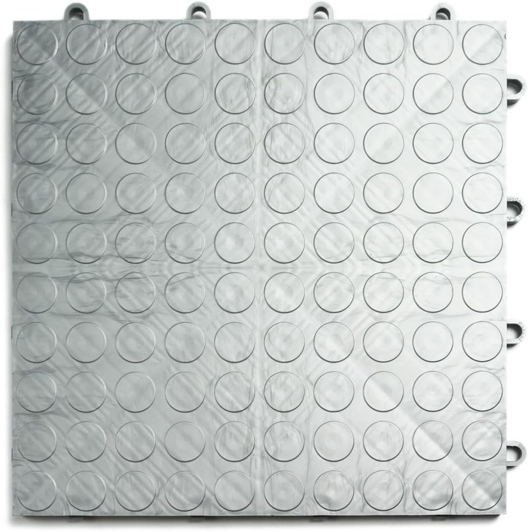 Big Floors GarageDeck Coin Pattern, Durable Copolymer Interlocking Modular Non-Slip Garage Flooring Tile (Alloy, 48 Pack of 12 x 12" Tiles)