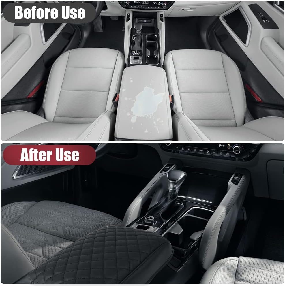 sportuli Center Console Cover Anti-Scratch Leather Armrest Cushion Compatible with 2020 2021 2022 2023 2024 Kia Telluride accessories (Black)