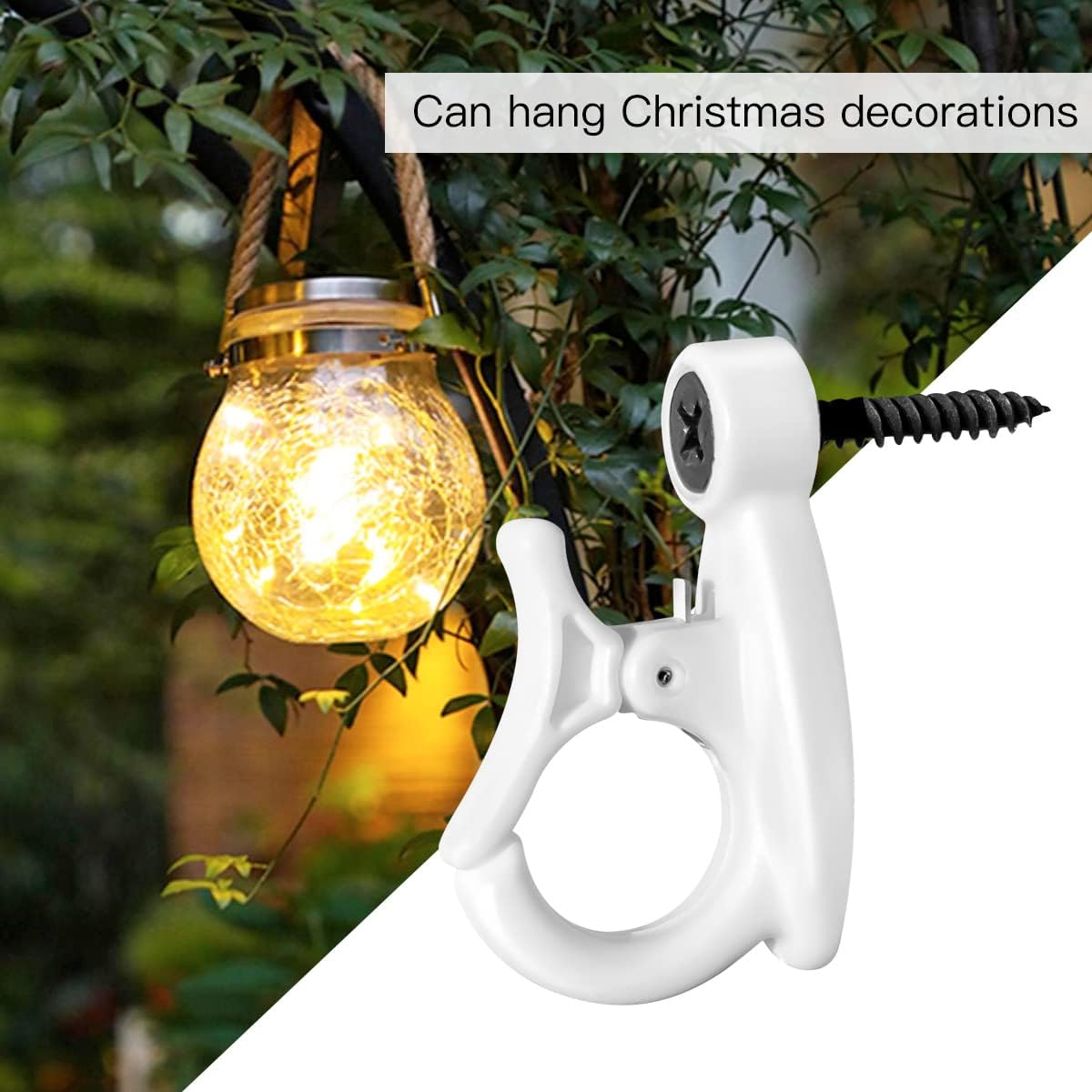 Light Hanger Hooks,String Light Hooks,Screw-in Hooks for Hanging String Lights and Wire,Plants,Wind Chimes,Plastic,White,20 Pack