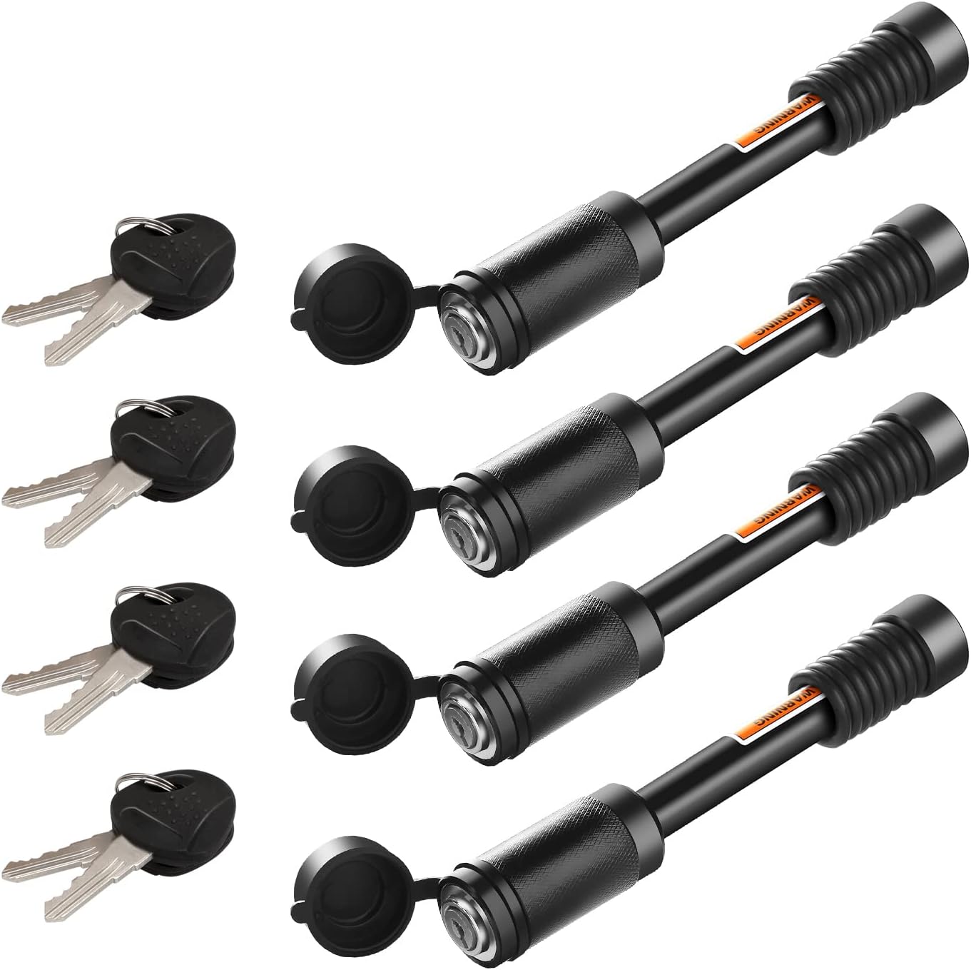 Trailer Hitch Locks, Hitch Lock with 5/8'' Dia 3-1/2” Long Pin Fits 2" and 2-1/2" Receiver Tubes, Class III IV Hitches, Trailer, Truck, Car and Boat Receiver Lock (Keys Alike 4 Pack)