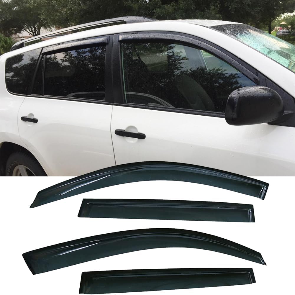 94608 Original Side Window Wind Deflector,4pc Outside Mount Style Nice Sun Rain Guards Set,Window Visor fit for 2006-2012 Toyota RAV-4