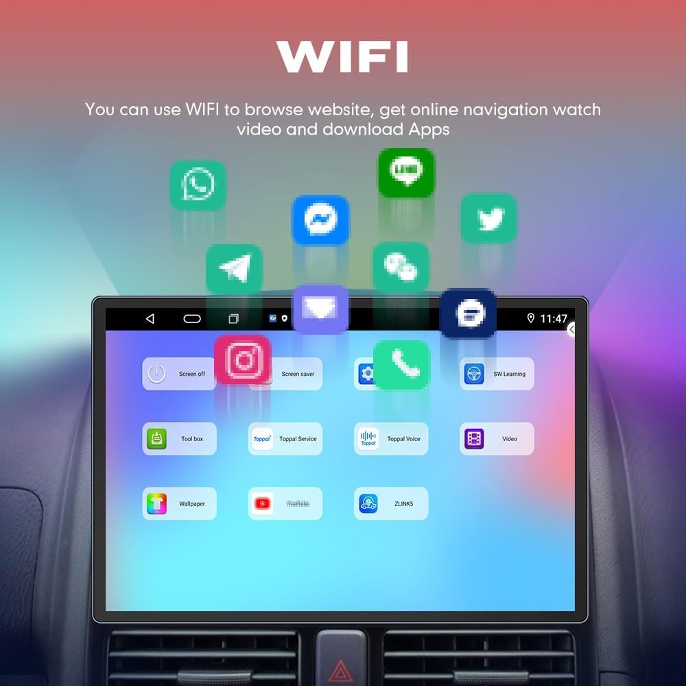 Kunfine Car CarPlay Android Auto Navigation Stereo GPS Radio Camera Display 13.1" QLED Touchscreen Headunit Tablet Media Player for Peugeot 301 2013-2022, if Applicable Octa Core 6G+128G Gloss Black