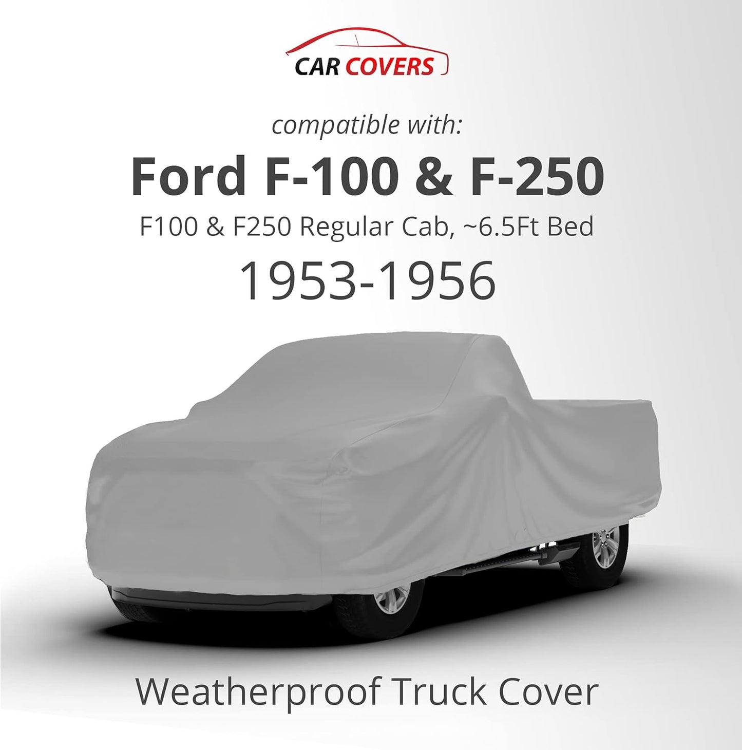 Car Covers Weatherproof Max Truck Cover & Warranty Compatible with Ford 1953-1956 F-100 Regular Cab, 6.5'– Outdoor Cover, Prevents Theft with Cable Lock